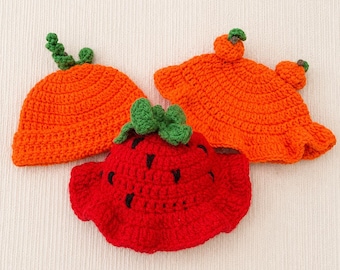 Handmade Crochet Baby Hat | Berries, Pumpkin, Bear Designs, Toddler Accessory