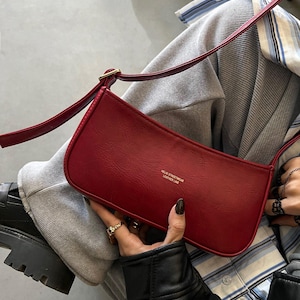 Minimalist Shoulder Bag | Premium Vegan Waxed Leather bag | Everyday Crossbody Purse with Zipper Closure | Four Colors | Gift for Her