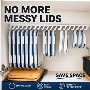 Costco Lid Organizer Wall Mount –  IKEA 365+ Universal Tupper Lid Holder – Kitchen Cabinet Storage Rack – Space Saving Organizer