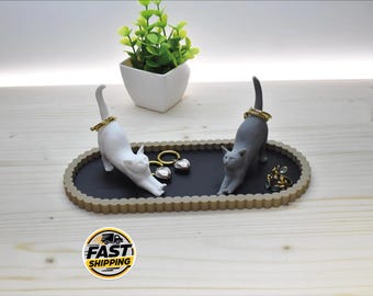 Cat Ring Holder | Customizable Jewelry Tray mother's day | Gift for Cat Lovers | Unique Jewelry Organizer | Cute Desk or Vanity Deco