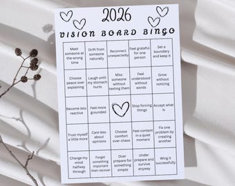 2026 Vision Board Bingo Card Printable | New Year Party Activity Bingo Card | Manifestation New Year Resolution Goals | New Year Bingo Card