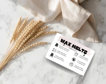 candle care, Wax Melt Care Card , Minimalist Instructions, Editable Canva Template (Digital Download)