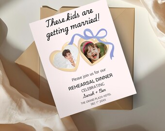 Rehearsal Dinner Welcome Sign with Photos, Canva, These Kids are Getting Married, The Night Before Wedding Sign, Engagement Sign Template