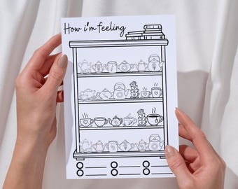 Tea Theme Daily Mood Log Printable | Mental Health Tracker | A5 A4 Planner Insert