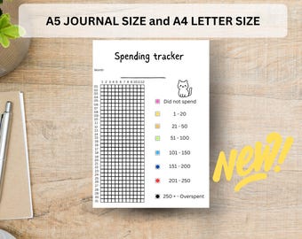 Coloring Spending Tracker Printable, Minimalist Budget Planner (A4/A5)