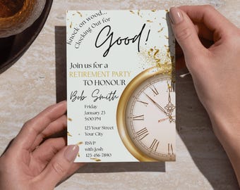 Off the Clock Retirement Party Invitation, Editable Retirement Invite Template, Surprise Retirement Celebration, Canva Printable Invite