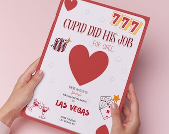 Vegas Bachelorette Girls Trip Template, Lucky in Love Bachelorette Itinerary, Customizable Canva Invite