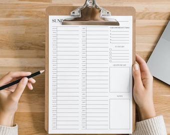 15-Minute Daily Planner Printable | Time Blocking Schedule