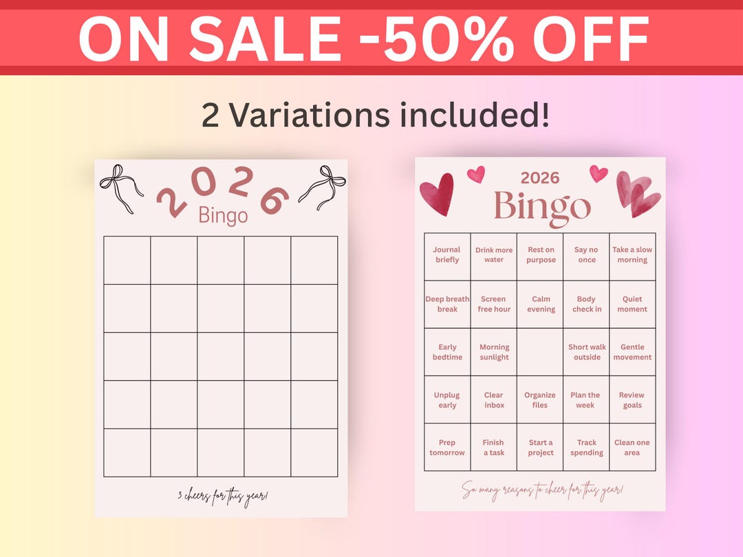 Printable 2026 Vision Board Bingo | New Year Goal Planner ...