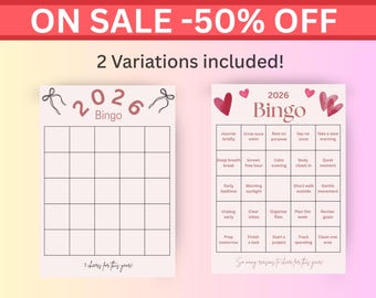 Printable 2026 Vision Board Bingo | New Year Goal Planner | Manifestation Tracker Canva Template