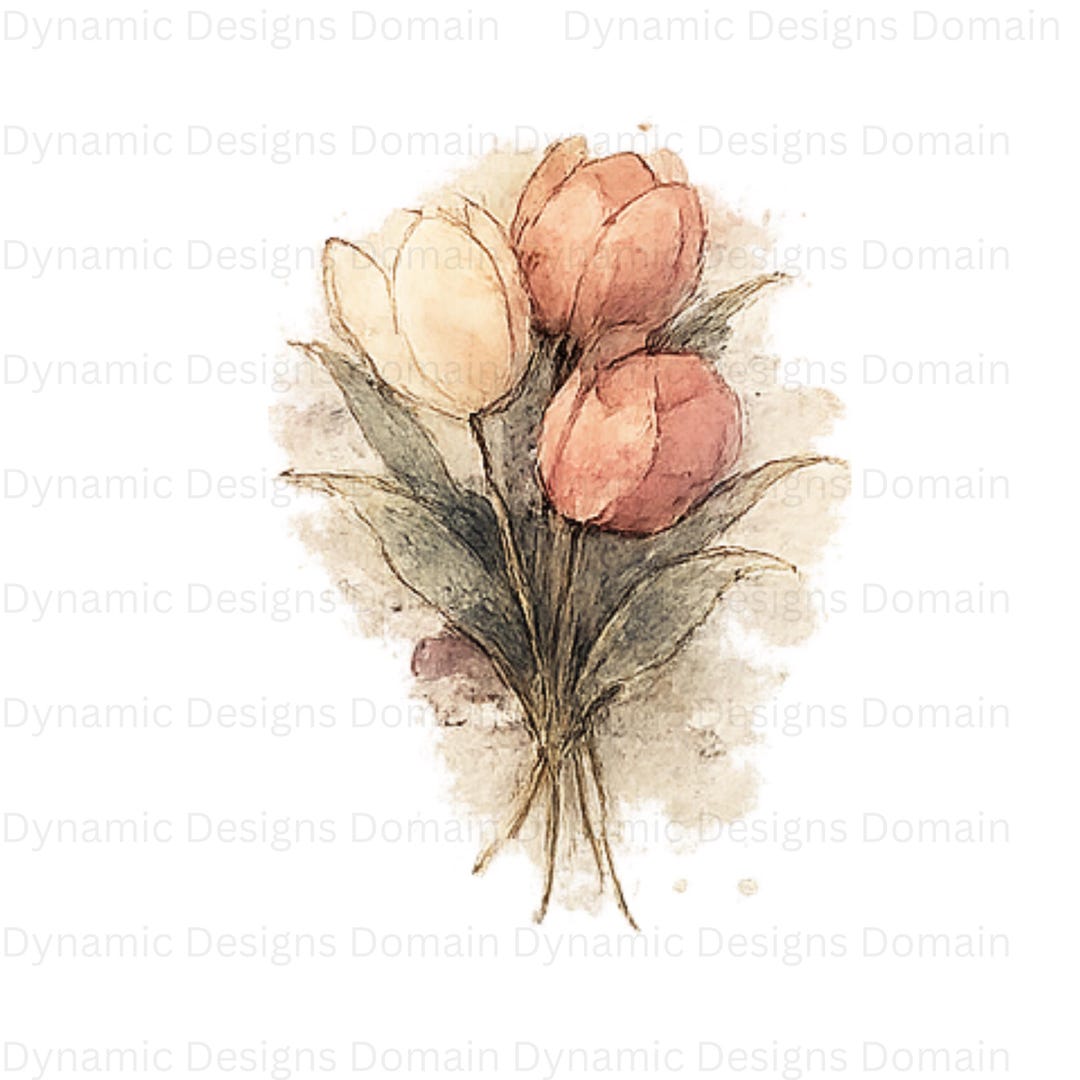 Watercolor Tulip PNG Clipart Set, Pastel Spring Flowers, Botanical ...