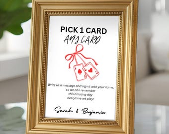 Playing Cards Guestbook Sign, Wedding Guest Book Sign, Modern Minimalist Wedding Sign, Pick a Card Any Card