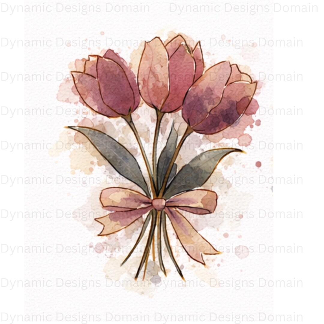 Pastel Watercolor Tulip Clipart, Floral PNG Bundle, Spring Botanical ...
