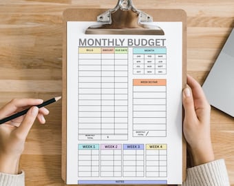 Monthly Income & Expense Tracker Printable | Weekly Budget Planner | Minimalist Money Organizer