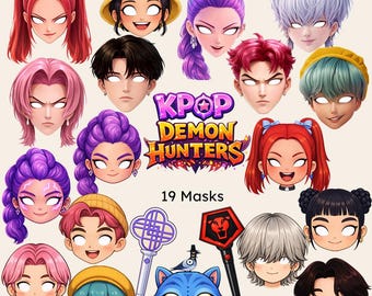 KPOP Demon Hunters Anime Masks, 19 Cosplay Props