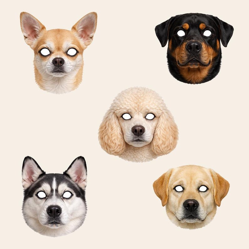 Dog Color Mask Realistic Dog Masks Printable – 20 Breeds A4 PDF (digital Download) - Etsy