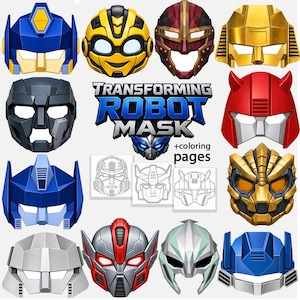 Robot- en mecha-maskers — transformerende robotstijl, originele ontwerpen, cosplay-rekwisieten voor kinderen (digitale download)