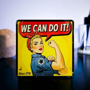 Rosie the Riveter METAL Magnet, Empowering Gift, Fridge Magnet, 3". Lifetime warranty.
