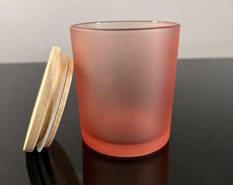7.5 oz Frosted Glass Candle Jar with Wooden Lid: Reusable Storage, Multiple Colors