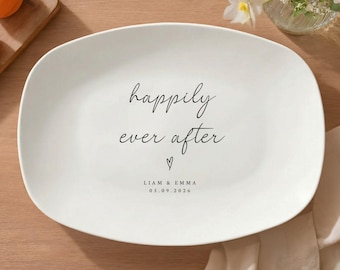 Custom Happily Ever After Plate Personalized Gift for Couples Wedding Anniversary Keepsake Cake Plate Engagement Gift Housewarming Present