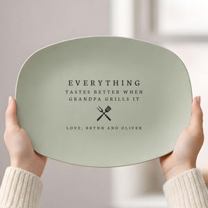 Everything Tastes Better When Grandpa Grills It Plate - Custom Grandpa Grill Gift, Personalized BBQ Tray, Grilling Plate Father's Day Gifts