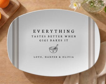 Plato personalizado para la abuela Gigi Bandeja para servir Regalos personalizados para la abuela Regalo del Día de la Madre de los nietos Plato de recuerdo de la abuela