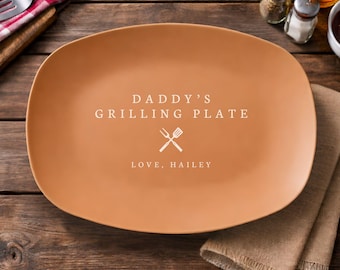 Custom Dad Grill Plate Daddy Grilling Platter Gift Personalized BBQ Tray for Him Dads Grilling Plate Birthday Father's Day Gifts from Kids
