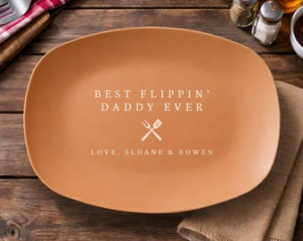 Custom Dad Grill Plate Daddy Grilling Platter Gift Personalized BBQ Tray for Him Dads Grilling Plate Birthday Father's Day Gifts from Kids