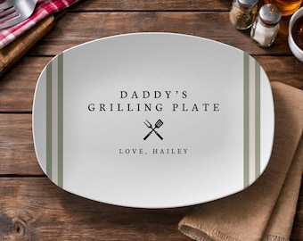 Custom Dad Grill Plate Daddy Grilling Platter Gift Personalized BBQ Tray for Him Dads Grilling Plate Birthday Father's Day Gifts from Kids