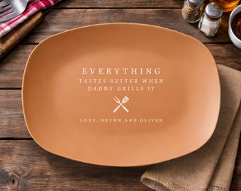 Benutzerdefinierte Dad Grillplatte Daddy Grillplatte Geschenk Personalisiertes Grilltablett für Ihn Dads Grillplatte Geburtstag Vatertagsgeschenke von Kindern