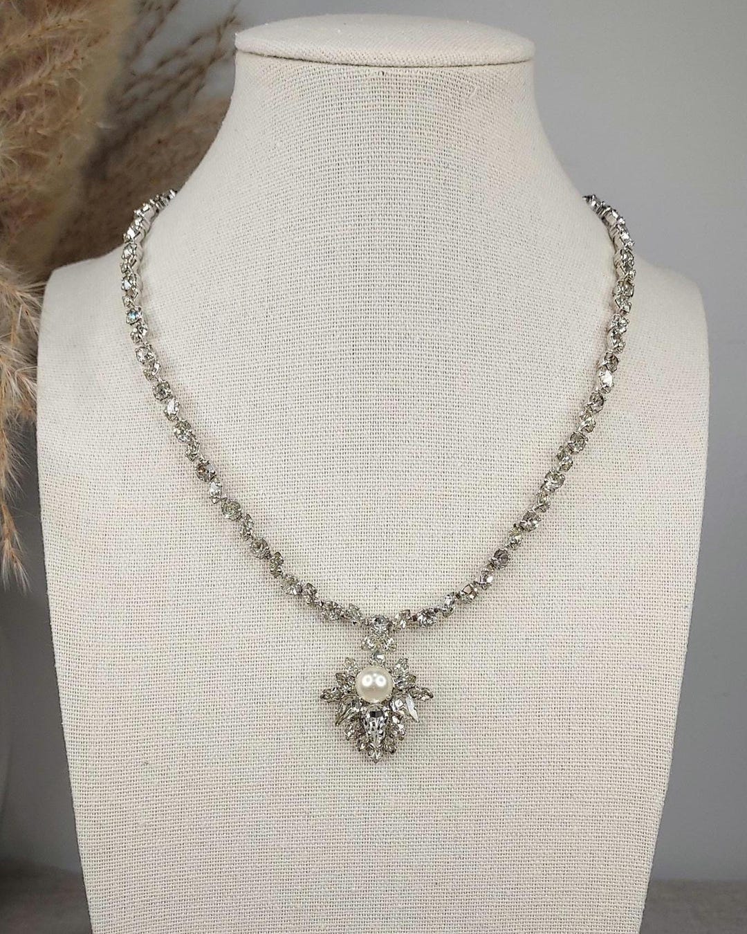 Vintage 1970s/1980s Christian Dior Crystal and Faux Pearl Choker