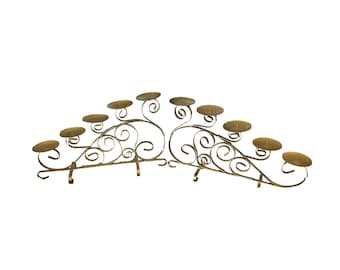 Vintage Brass Tone Metal Scroll Candelabra 2 Sets 5 Holder each Arched Decor