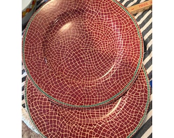 Pier 1 Mosaik Früchte Rot Steingut Speiseteller 2er Set Made in Italy 30 cm
