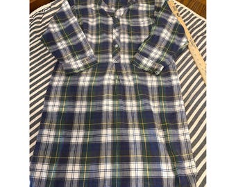Vintage LL Bean flanell nattlinne dam XL rutig sovklänning USA tillverkad