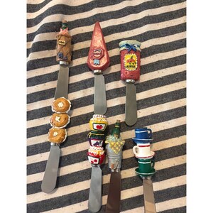 Vintage 1996 Boston Warehouse Café Spreader Set 7-delars Mat Resin Handtag 12-149