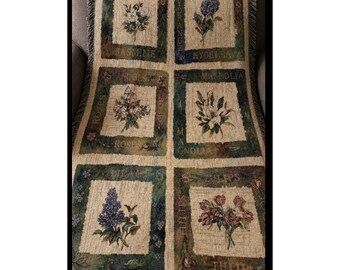 Lena Liu Botanical Garden bloemen geweven wandtapijt plaid met franjes