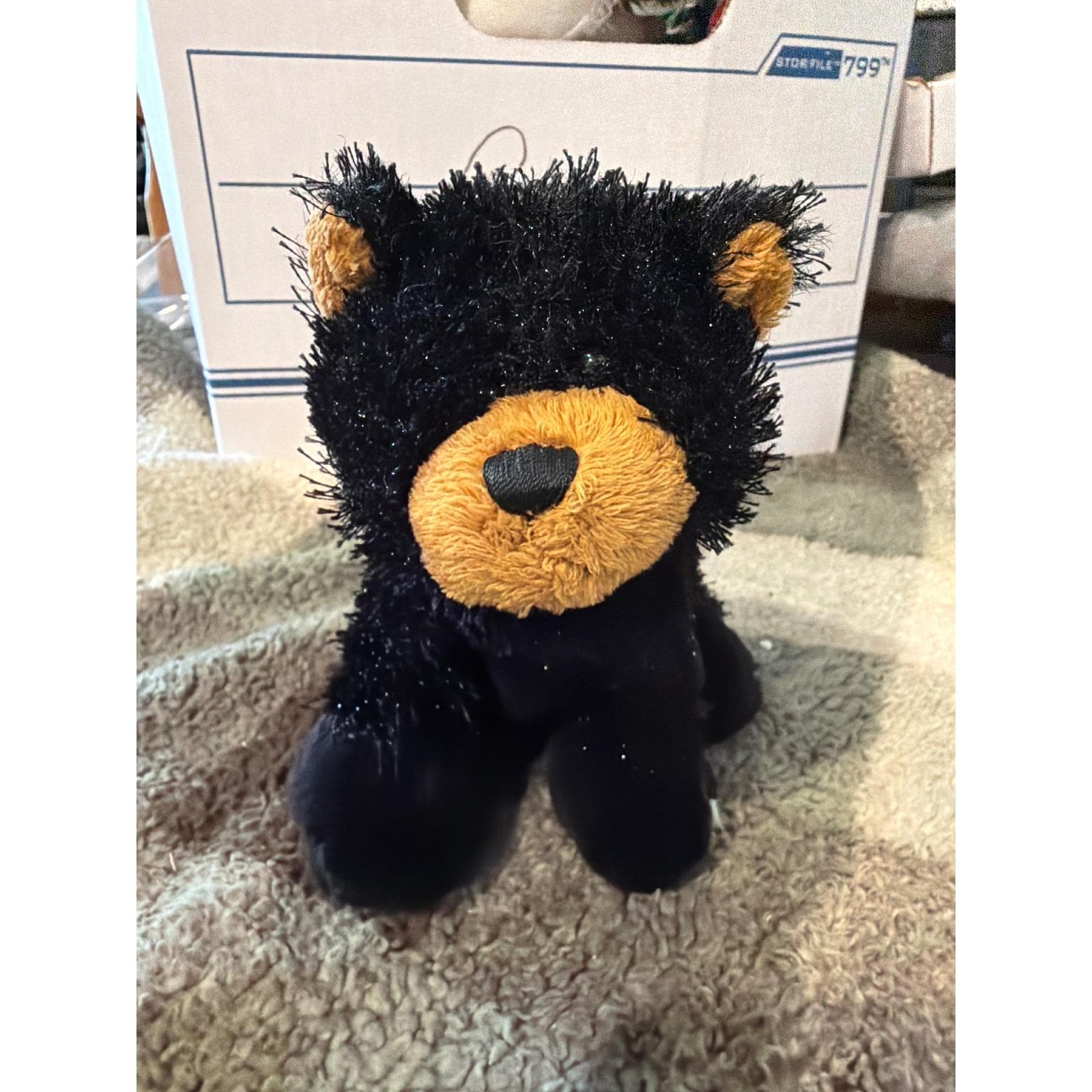 Ganz Webkinz Black Bear Plush Stuffed Animal Shimmery Tinsel Fur