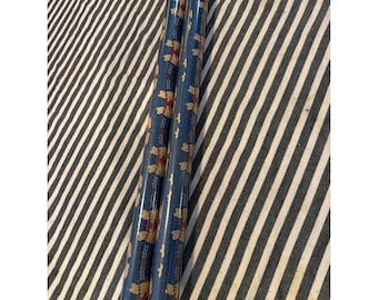 Vintage Teddy Bear Heart Navy Blue Gift Wrapping Paper Rolls Set of 2 Nursery