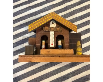 Barómetro de madera vintage para casa de campo, fabricado en Japón, termómetro decorativo para chalet.