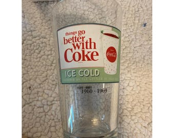 Vintage Coca-Cola Glas Dinge gehen besser mit Cola 1960-1969 Retro Soda Tumbler