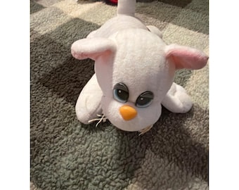 Vintage Pound Puppies White Kitten Plush Cat Red Heart Logo Retro Toy 1980s