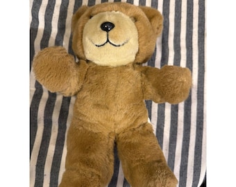 Vintage 1983 Trudy Toys Brown Teddy Bear Plush Stuffed Animal Korea 80s Retro
