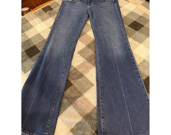 Paige  Denim Laurel Canyon Bootcut Y2K Jeans Womens 32 Medium Wash Floral USA