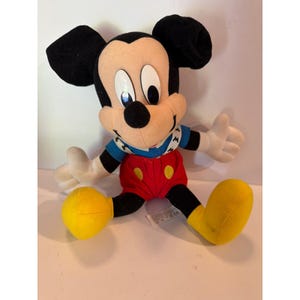 Vintage Mickey Mouse pluche Mattel Arcotoys Disney knuffel rode korte broek 12 inch afbeelding 1