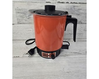 Vintage West Bend Instant Hot Pot 3253 Orange Electric Kettle 36oz 600W USA MCM