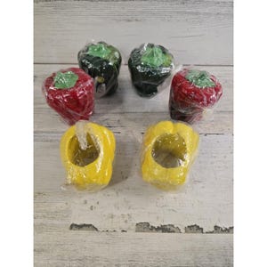 Servettringar i vintagestil med paprika, 6-pack, röd, gul, grön, trädgård, kök