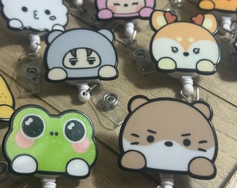 Kpop mini teen badge Reel: 360 rotating extendable Alligator Clip