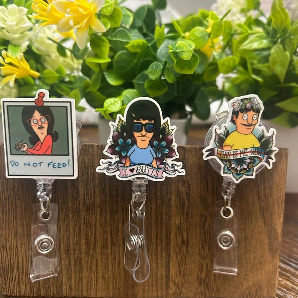 Bob’s burgers, gonna complain badge reel , clear 360 rotating extendable alligator clip, nurse gift, gift for her