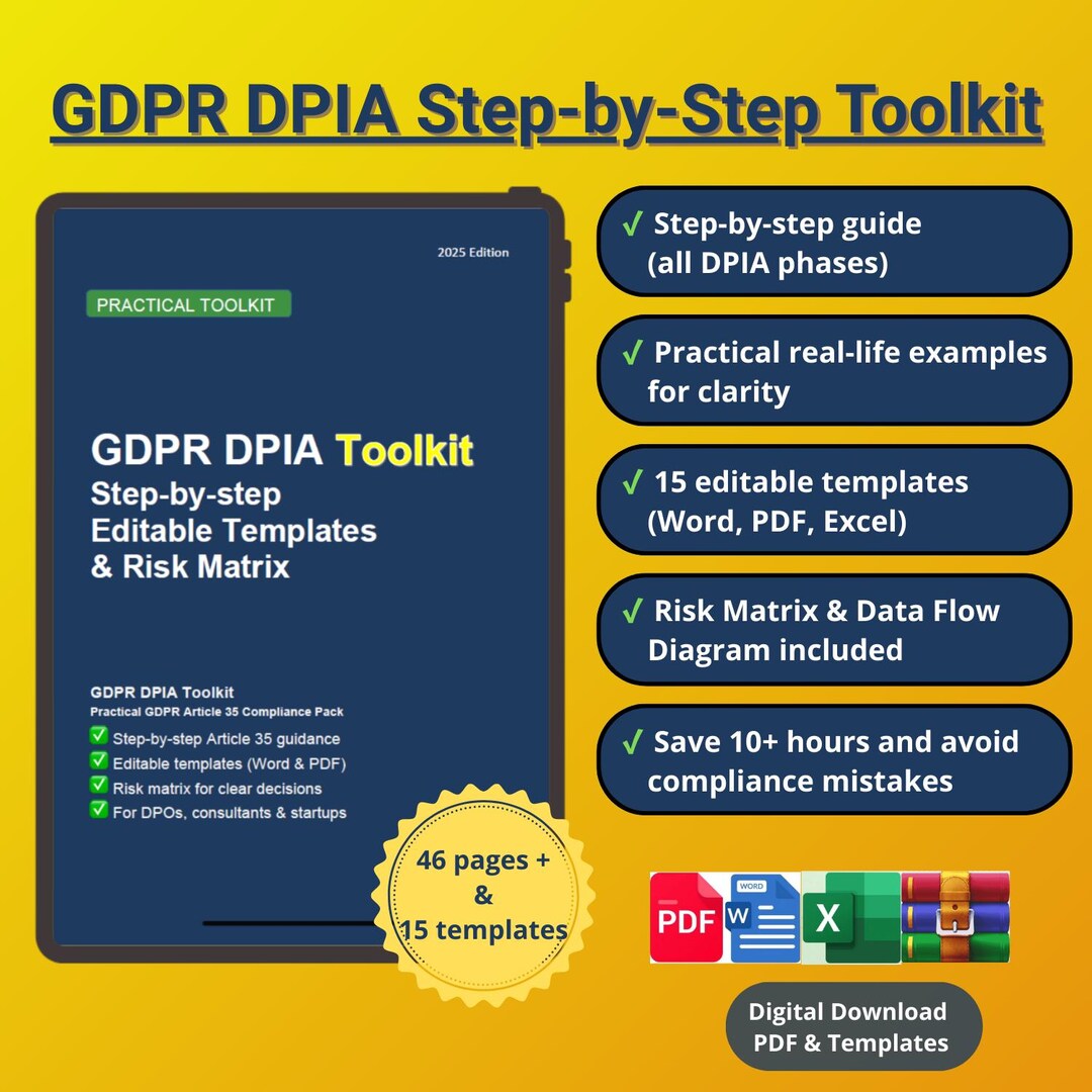 GDPR DPIA Toolkit – Step-by-step Guide With Templates, Risk Matrix ...