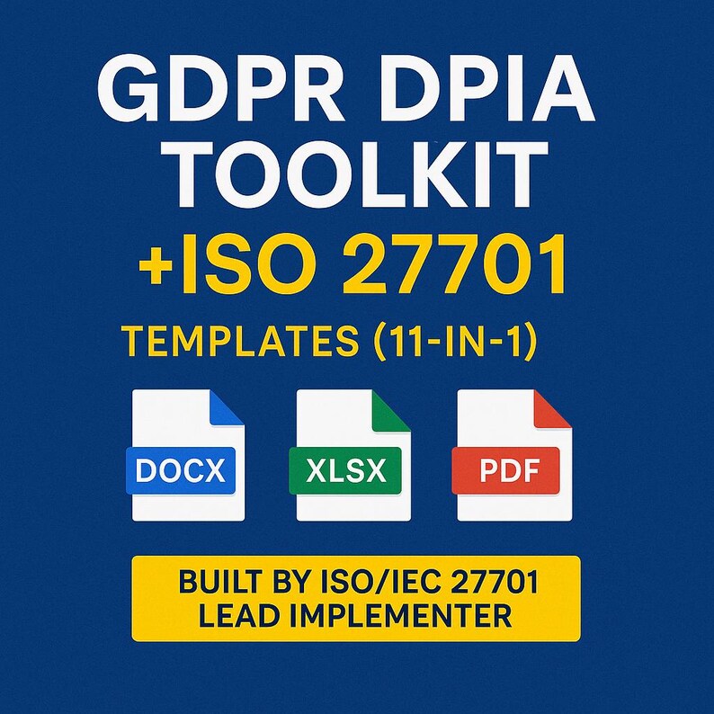 GDPR DPIA Toolkit + ISO 27701 Templates (11-in-1) – Risk Register, Ropa ...